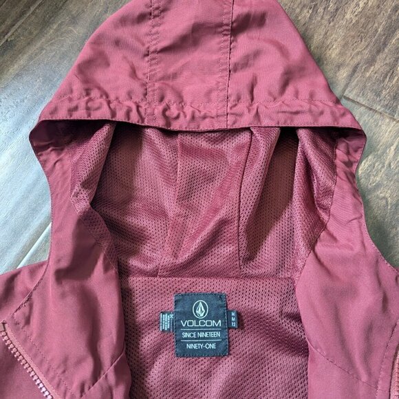 Volcom Maroon Hooded Jacket Rain Activewear Size M - Picture 10 of 12